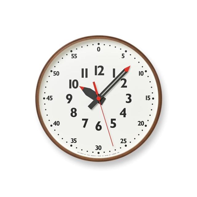 レムノス 掛け時計 アナログ 知育時計 天然色木地 茶 fun pun clock ふんぷんくろっく YD14-08 S BW Lemnosの通販は