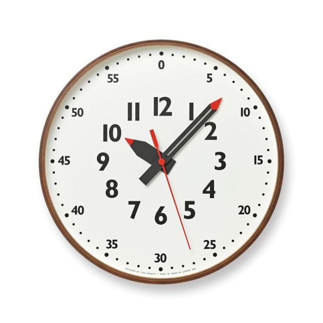 レムノス 掛け時計 アナログ 知育時計 天然色木地 茶 fun pun clock ふんぷんくろっく YD14-08 M BW Lemnos