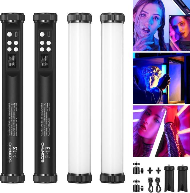 SOONPHO P13 撮影用 スティックライト RGBビデオライト LEDチューブライト フルカラー 2500-8500K色温度 FXモード 記憶機能 4000mAh充電の通販は