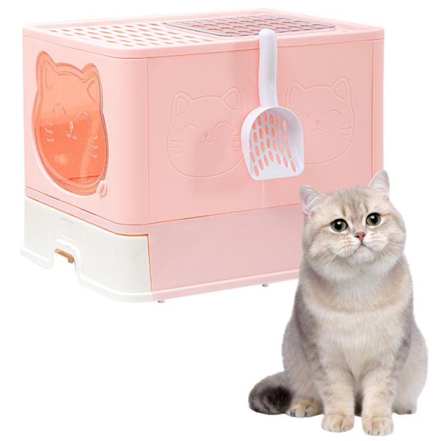 Wallfire 猫 トイレ 猫用トイレ本体 ネコトイレ 大容量 大型 2way出入り方法 砂の飛び散り防止 掃除簡単 脱臭抗菌 スコップ付き フルカバ 5,849円