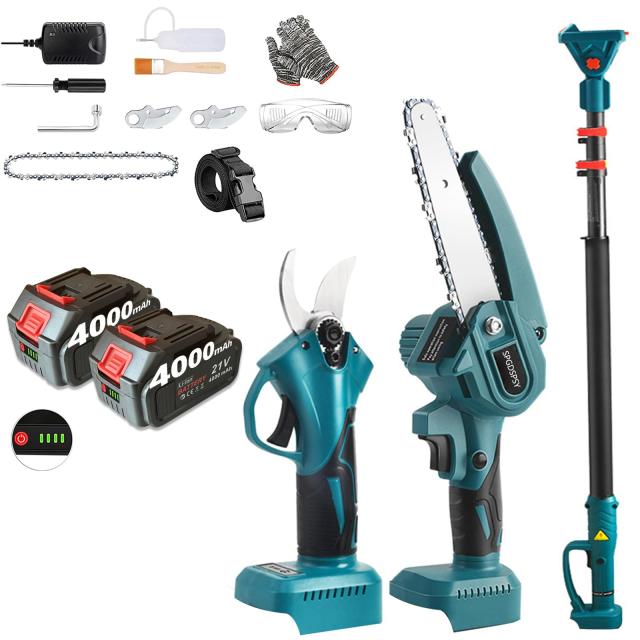 SPGDSPSY 高枝切り電動チェーンソー 剪定バサミ 3 in 1 の組み合わせ 2つの4000mAh リチウムイオンバッテリー 残容量表示付 マキタ バッの通販は
