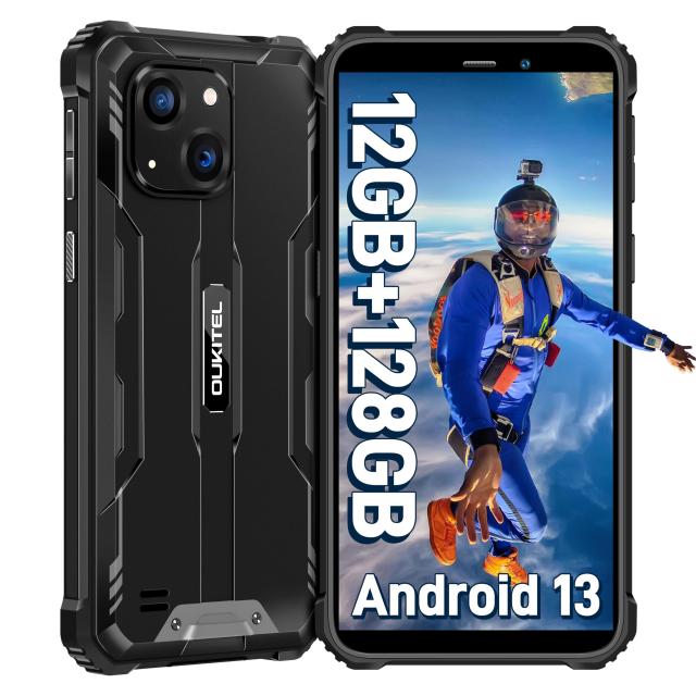 OUKITEL WP32 simフリー スマホ 本体 12GB RAM 128GB ROM 1TB拡張可能 6300mAhの大容量バッテリー Android13 防水防塵耐衝撃 スマホ 本体