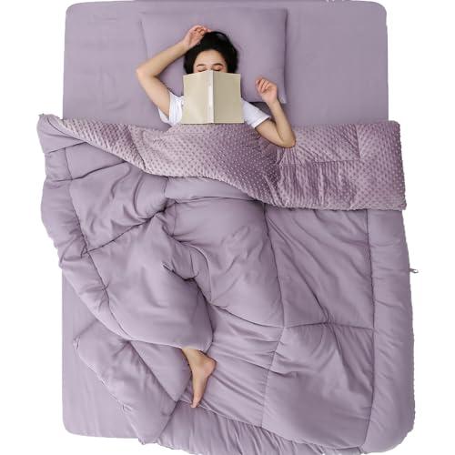 songlibin 掛け布団 掛け布団ダブル 5Dミンキードット フランネル3.6kg 増量タイプ ボリューム感がたっぷり 暖かくて抗菌防臭 ラベンダー