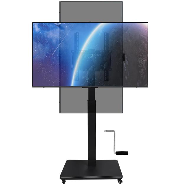 BESSTER テレビスタンドキャスター付き 縦 横 回転90度画面回転可能 42-75インチ対応 無段階高さ調節可能 自立型 ハイタイプ 移動式 大型