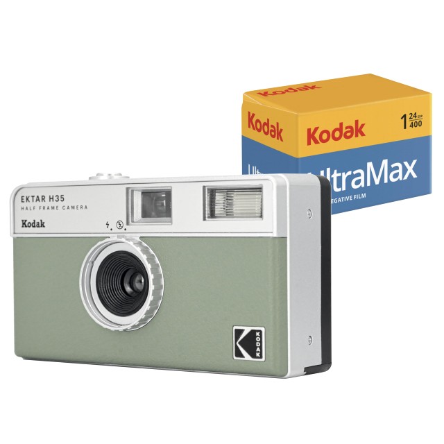 コダック(Kodak) 【国内正規品】 EKTAR H35 ハーフフレーム フィルム カメラ (セージ) Kodak Ultramax 400/24EXP 35mm ロール フィルム付の通販は