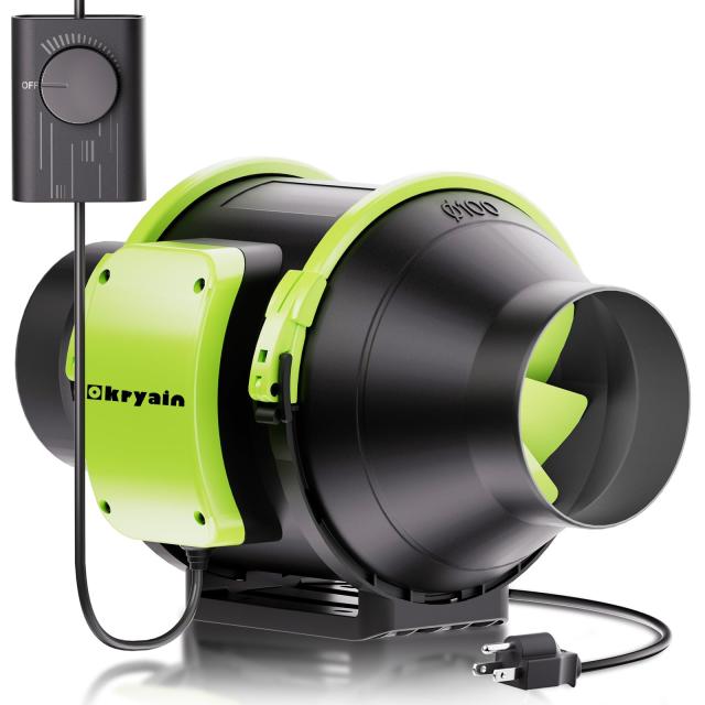 Okryain ダクトファン 100mm ダクト用換気扇 業務用有圧換気扇 無段階風量調速可能 風量348？/h 中間取付形ダクトファン 塗装ブース用換気