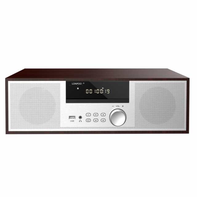 CDプレーヤー 40W コンパクトコンポーネントシステム CDステレオミニコンポ FMラジオ Bluetooth対応スピーカー USB/AUX入力 ヘッドフォンの通販は