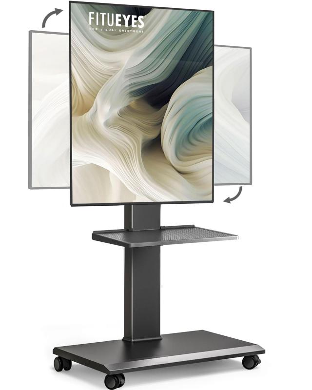 FITUEYES テレビ台 壁寄せテレビスタンド 32-75インチテレビに対応 横置き・縦置き両対応 移動式 高さ角度調節可能 耐荷重40kg 中段棚一