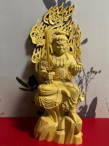 木彫り仏像【不動明王座像】真言宗脇仏(酉年生まれ)桧木製高級木彫り ◆厄除け十二支守り本尊・守護仏 (高さ16cm)の通販は