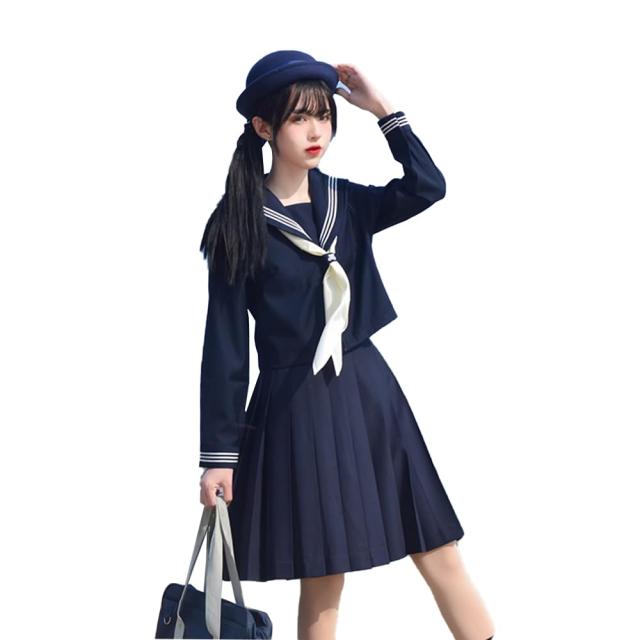 [City Sea Sky] セーラー服 コスプレ 長袖 5xl 女子制服 半袖 紺色 4点セット セーラー服 大きいサイズ ロングスカート 女子高生 可愛い