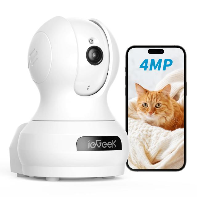 【2024年新型・2.4と5GhzWiFi対応】ペットカメラ 見守りカメラ ieGeek 400万画素 赤外線暗視 自動追尾 360°PTZ機能 遠隔操作 24時間録画の通販は 5,460円