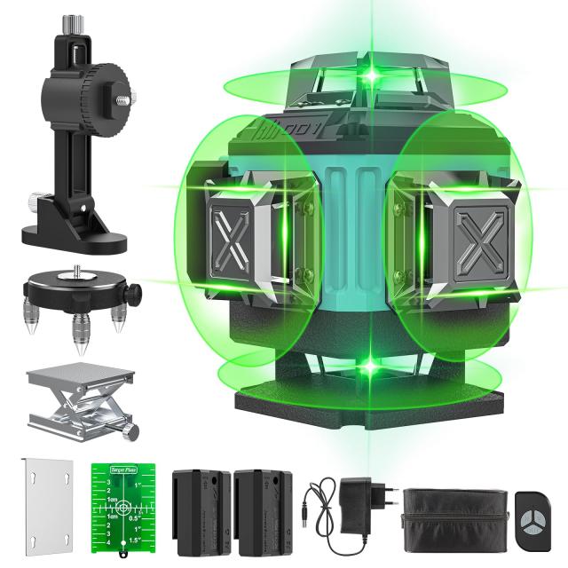 EVARY レーザー墨出し器 4D(4x360°) 水平器 レーザー グリーン セルフレベリング 屋内/屋外兼用 墨出しレーザー 輝度調整可能 IP54防水の通販は