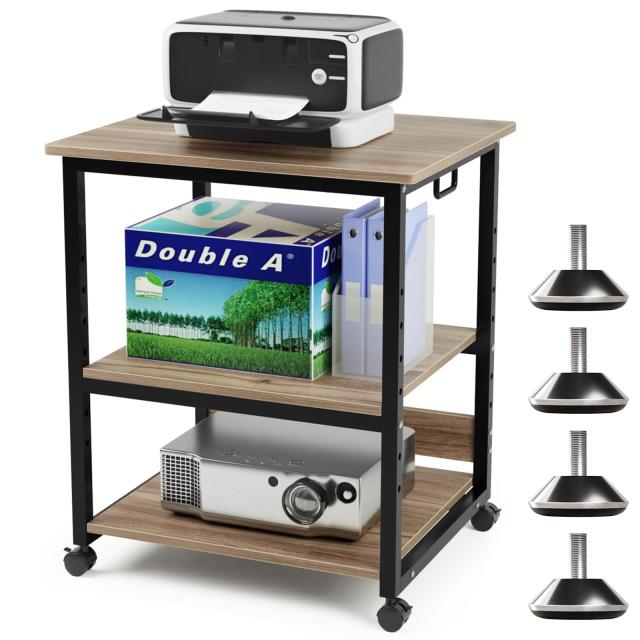 DEWEL プリンター台 プリンターラック キャスター付き 幅48 プリンターワゴン?サイドワゴン 組み立て簡単 メラミン加工 木製 袖机