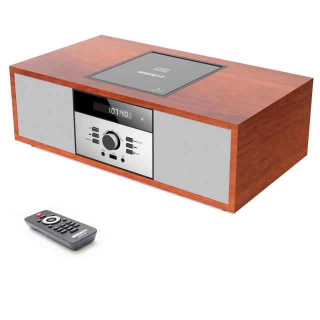 ミニコンポ・セットコンポ CDプレーヤー レトロ/Bluetooth/FMステレオ/USB MP3再生/AUX入力、ヘッドフォンジャック、家庭用コンパクトONE