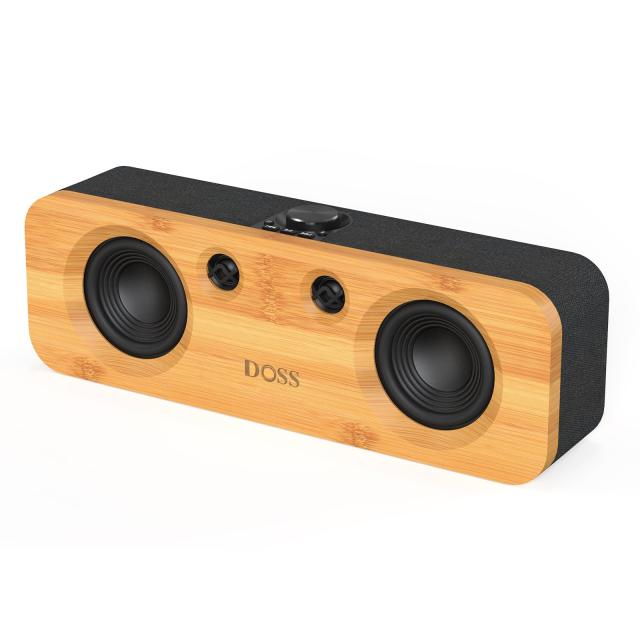 DOSS SoundBox H200 Bluetooth スピーカー 竹製 50Wパワフルなサウンド 35時間再生 ワイヤレスステレオペアリング 大音量 ポータブルスピ