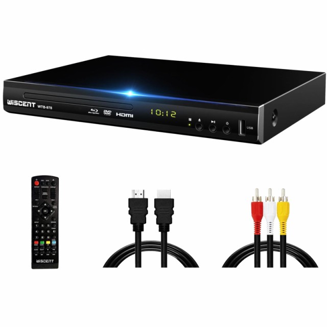 WISCENT DVD ブルーレイプレーヤー、1080P Dolby DTS DVDプレーヤーホームシアターディスクシステム、CPRM再生可能、同軸/HDMI/AV/出力、