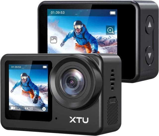 XTU S6 アクションカメラ 4K 20MP アクションカム スーパースムーズ手ぶれ補正4.0 スポーツカメラ Type-Cポート対応 外部マイク対応 縦向