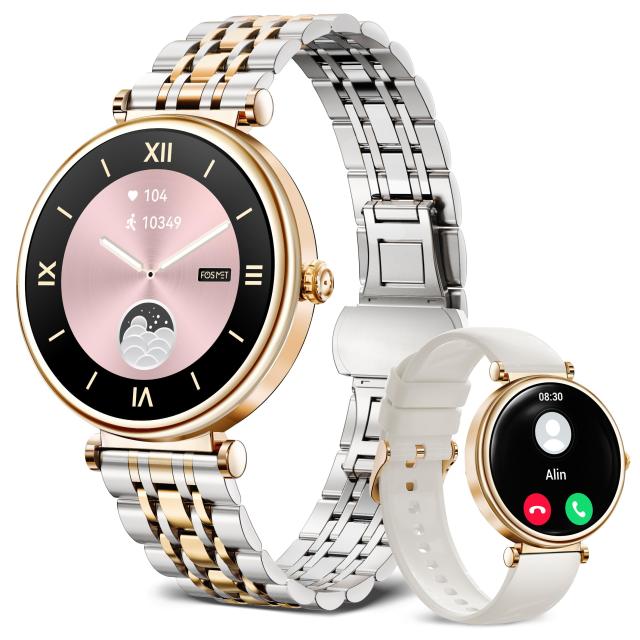 FOSMET G1 スマートウォッチ レディース 丸型 1.27インチ iPhone アンドロイド対応 Bluetooth5.3 通話機能 着信通知 おしゃれ Smart Watc