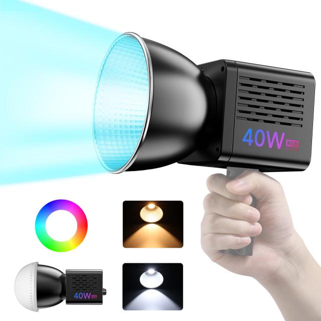 Ulanzi L024 40W RGB COB撮影用ライト LEDビデオライト RGB COBライト デュアル色温度常定光ライト 2500K-6500K 無段階調光 超高輝度 撮