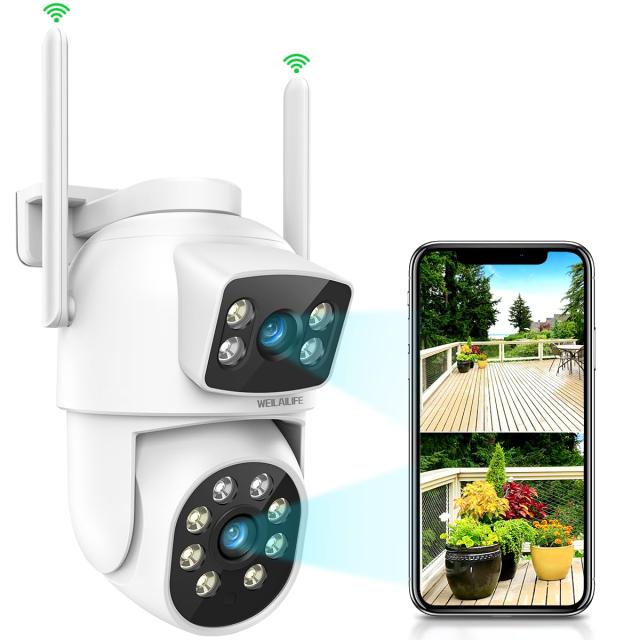 【双方向通話・ダブルレンズ】防犯カメラ ネットワークカメラ Wi-Fiカメラ ワイヤレス屋内防犯カメラ 防犯カメラ 屋外 工事不要 防犯カメの通販は