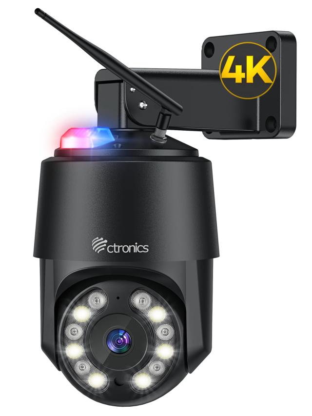 【4K・16光学ズーム】Ctronics 防犯カメラ 屋外 800万画素 5GWi-Fi 人/ペット/車両検知 自動追 PC遠隔操作 赤青アラームライロ搭載 FTP/O