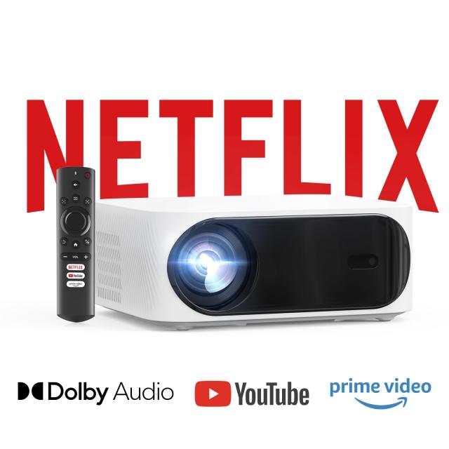 【ネトフリ・YouTube・Prime video】小型プロジェクター家庭用4K対応【360回転スタンド付】天井投影600ANSI ドルビー対応 WIFI6 双方向ブ