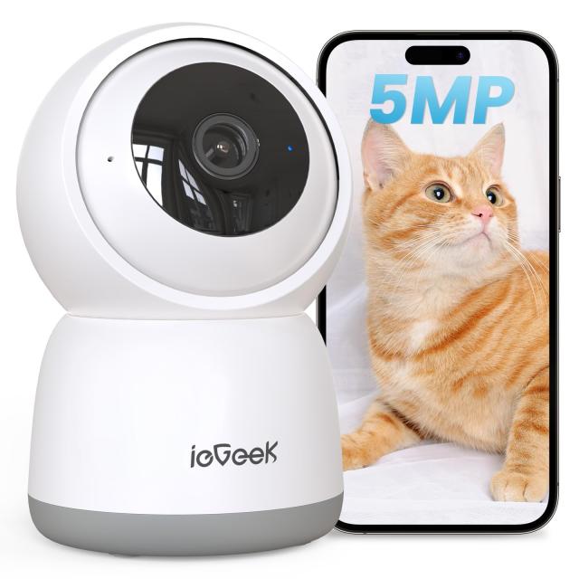 【360°自動定期見回り・500万画素】ペットカメラ 見守りカメラ ieGeek 可上下自動追尾 レンズのオフ可能 遠隔操作 双方向会話 PTZ機能 2