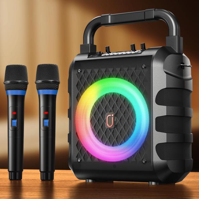 金棒引き仕かける カラオケ仕かける 身寄り用 拡声器 無線電話マイクロホン ２本 Bluetooth 5.0 小型 PA仕かける 小型 カラオケ機関 ポータブルス