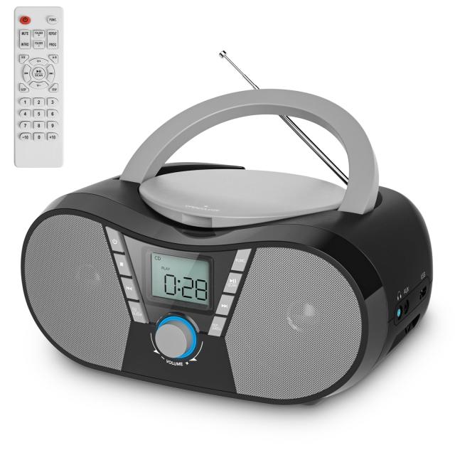 Gueray CDプレーヤー Bluetooth CDラジカセ ステレオスピーカー内蔵 ロッドアンテナ レコ CDプレイヤー CD/USB/AUX/FM ハンドル 乾電池給