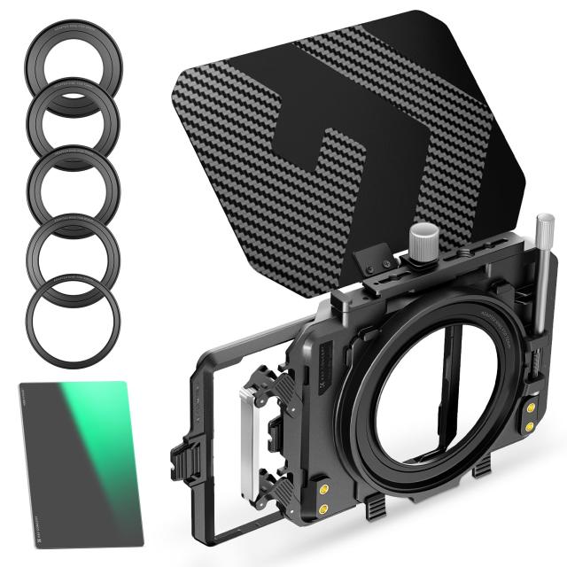 K＆F Concept ミニマットボックス ND8 NDフィルター 4x5.65インチ Mini Matte Box カーボンファイバー製 67mm/72mm/77mm/82mm/95mmのアダ