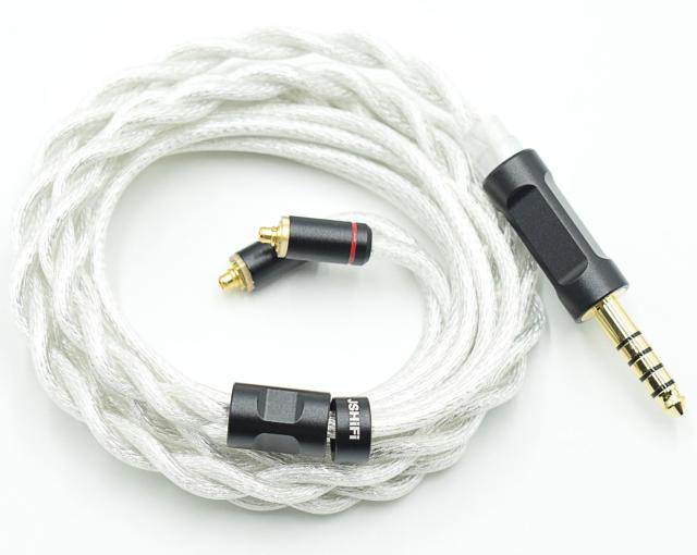 【JSHiFi-Memory】MMCX4.4mmリケーブル 2芯バランス同軸ケーブル銀メッキ・単結晶銅混合線材 MMCXイヤホンアップグレードケーブル 4.4mm