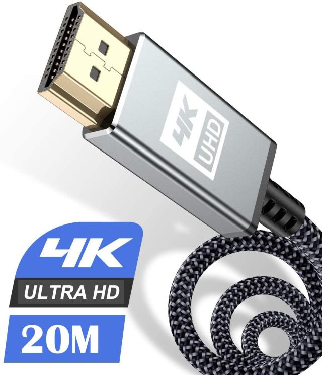 4K HDMI ケーブル 20m【ハイスピード アップグレード版】 HDMI 2.0規格HDMI Cable 4K 60Hz 対応 3840p/2160p UHD 3D HDR 18Gbps 高速イー