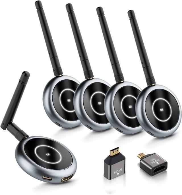 AIMIBO ワイヤレス HDMI 送受信機 1TX+4RXセット HDMI 無線化 受信機4台増設可能 拡張モード対応 1080P/5Ghz/50m安定転送距離 HDMI 無線