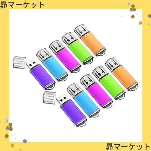 KOOTION USBメモリ 16GB 10個セットUSB2.0 USBフラッシュメモリー キャップ式 ストラップホール付き フラッシュドライブ（五色：青、紫、の通販は