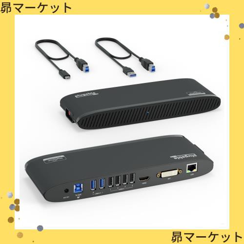 Plugable USB3.0 ドッキングステーション 横置き Windows macOS ChromeOS 用 - デュアルモニター HDMI DVI VGA ポート ギガビット イーサの通販は