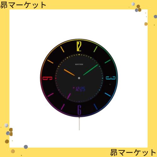 リズム(RHYTHM) 掛け時計 置き時計 電波時計 365色 LED 推し色 変更機能付き 黒 イロリア (Iroria) 8RZ197SR02 φ27x2.1cm