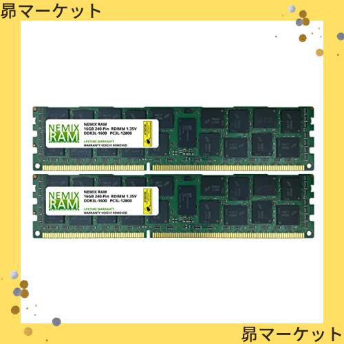 NEMIXRAM 32GB (2x16GB) DDR3-1600MHz PC3-12800 ECC RDIMM 2Rx4 1.35V 登録メモリー サーバー/ワークステーション用