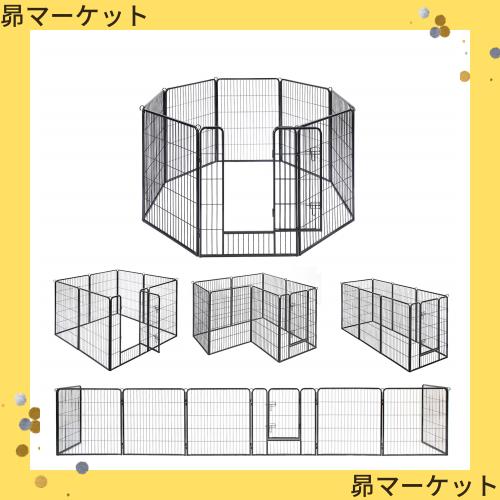 FEANDREA 犬サークル 大型犬 中型犬用 ペットフェンス 折り畳み式 スチール製 全成長期使用可 室内外兼用 ペットサークル 複数連結可能