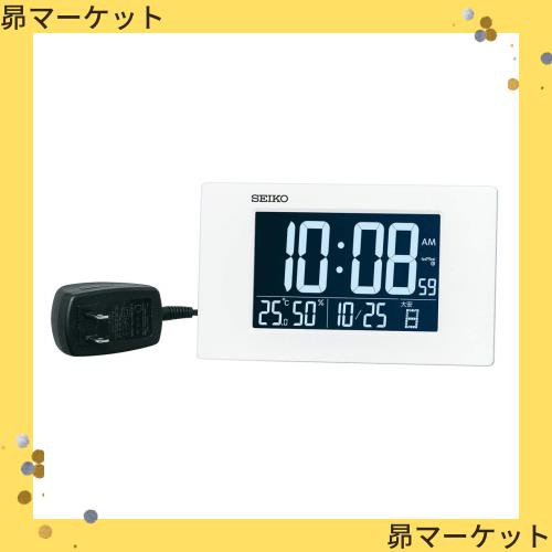セイコークロック 置き時計 目覚まし時計 電波 デジタル 交流式 3モード表示切替 温度湿度表示 白 本体サイズ:9.5×16.2×4.7cm DL215Wの通販は