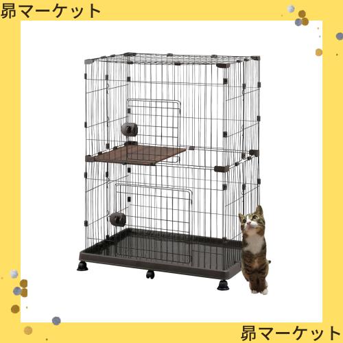 アイリスオーヤマ(IRIS OHYAMA) キャットケージ 2段 キャスター付・簡単組み立て PEC-902V ウォールナットの通販は 12,675円