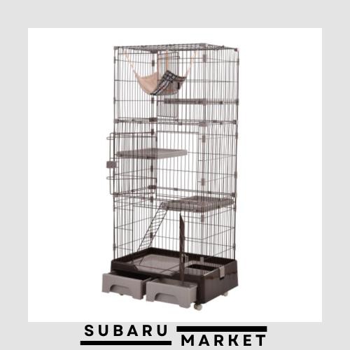 BTM 猫ケージ キャットケージ 3段 トイレ付キ ハンモック付キ 収納型 おしゃれ キャットハウス ネコハウス 留守番 梯子付き 保護 脱走防