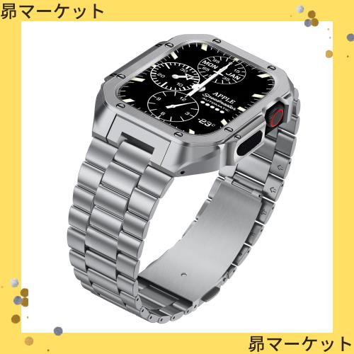 【2023改良モデル】 コンパチブル Apple Watch バンド ステンレスケースバンド 一体型 Apple Watch Series 7/8/9 45mm対応 アップルウォの通販は