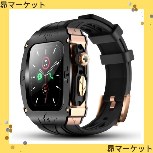 高級メタルケース Apple Watch 9 8 7 45mm 6 SE 44mmバンド カバー付き 高耐久 頑丈なケース シリコンストラップ 男性用 iWatch 6 5 4 SEの通販は 8,192円