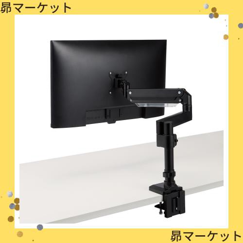 エレコム モニターアーム ブラケット式で取り付けしやすい 支柱式 17インチ~35インチ対応 耐荷重:15kg ガス式 VESA規格対応 ブラック DPAの通販は