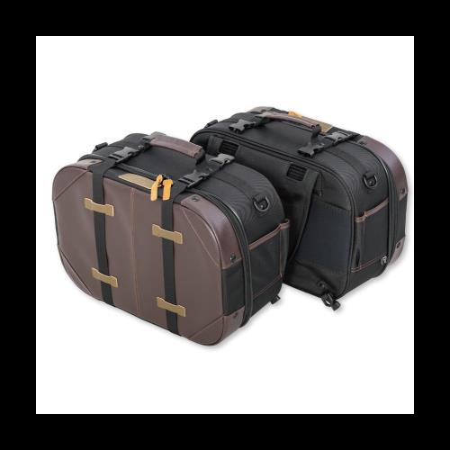 Tanax] バイク用サイドバッグ ツアーシェルケースブラック ヘリテイジ