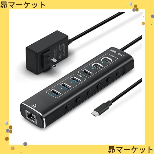 ROSONWAY USB ハブ10Gbps 7 in 1 LAN変換アダプター USB C 3.2x2 USB A 3.2x1 USB 3.0x3 アルミ製 USB HUB セルフパワーとバスパワー両用の通販は