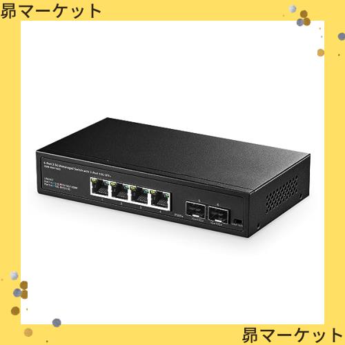 Binardat 4ポート2.5Gスイッチ、10G SFP x 2、2.5ギガビットRJ-45イーサネットポート x 4、Vlan対応、メタル製アンマネージドマルチギガの通販は