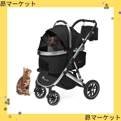 Angelpet ペットカート 分離型 犬用 バギー いぬ用 4輪 前輪360°回転 後輪ブレーキ付き 組み立て簡単 コンパクト 折りたたみ式 耐荷重25