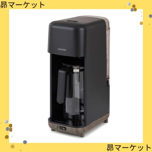 アイリスオーヤマ コーヒーメーカー ドリップ式 720ml 6杯分 幅15.1cm マグボトル対応 ブラック 木目 CMS-0800-B