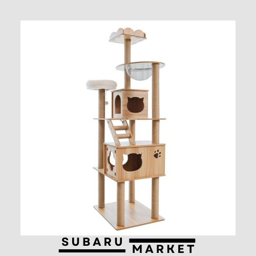 アイリスプラザ キャットタワー 据え置き 木登りアスレチックタワー 透明ハンモック 爪とぎ ハイタイプ 1441106002